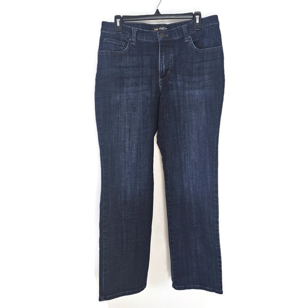 Lee Women's Dark Blue Denim Straight Leg Jeans Size 12M